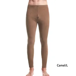 Män underkläder Leggings Solid Color Thermal Baselayer Cold Weather Bekväm bottkantar Manlig elastisk midja Långa Johns