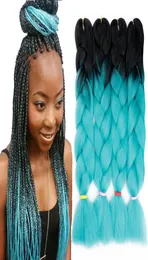 Two Color Ombre Kanekalon Synthetic Braiding Jumbo Braid Hair Extensions 24 Inch 100gpack Xpression Braiding Hair Crochet Box Bra9798011