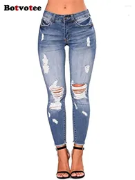 Frauen Jeans Botvotee Skinny Ripped for Women 2024 Fashion Streetwear Low Taille Vintage Chic Hip Hop Strekth Slim Bleistifthosen