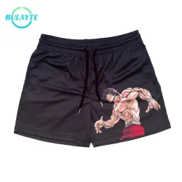 Pants Anime Shorts Men Baki Haman 3D Print Gym Shorts Quick Dry Mesh Sport Pants Summer Fitness Running Basketball Casual Beach Shorts