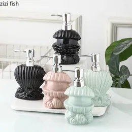 Liquid Soap Dispenser Ceramic Lotion Bottle Shell Shape Pearl Mussel Shampoo Push Pump Bathroom Storage