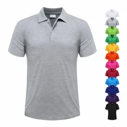Mens Lapel Summer Short Sleeved Polo Shirt Casual Ribbed Breathable High-Quality Top Loose Fitting Work Clothes 240412