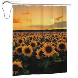Shower Curtains Sunflowers Landscape Curtain For Bathroon Personalized Funny Bath Set With Iron Hooks Home Decor Gift 60x72in