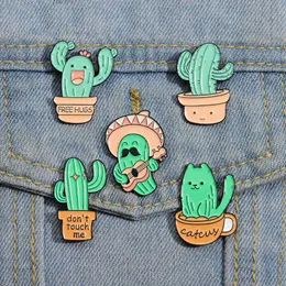Pins di smalto di cactus carino non toccare me battute badge bavani badge verdi concerti di chitarra per chitarra regalo di gioielli per amici