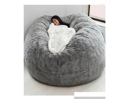 كرسي ERS Super Large 7ft NT Fur Bean Bag ER أثاث غرفة المعيشة جولة كبيرة لينة Y Faux Beag Lazy Sofa DH7GJ9967957