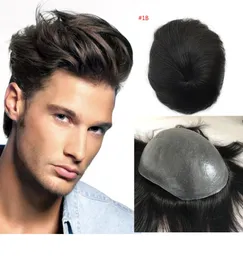 Full Pu Toupee For Men 5 color Super Thin Skin PU V Loop Human Hair Mens Toupee Replacement Systems Hairpiece Mens Wig8241211