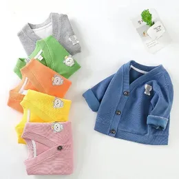 Fashion Baby Coats Sweater Children Cardigan Jackets Tops VNeck Toddler Kids Outwear Long Sleeve born Infant Clothing 03Y 240327
