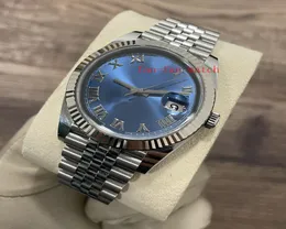 2022 Clean Factory Watch 904L 41mm rostfritt stål Automatisk 3235 Movement Blue Roma Dial Men Watches Jubilee Fluted Bezel Men035809096