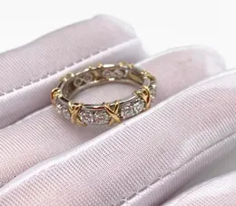 Western Style Original 100 S925 srebrny pierścień Sixteen Stone Ring Women Logo Romance Jewelry7467619