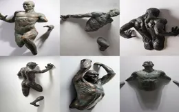 Dekorativa objekt Figurer 3D genom väggfigur Skulpturharts Elektroplätering Imitation Koppar Abstrakt vardagsrum Dekoratio5681430