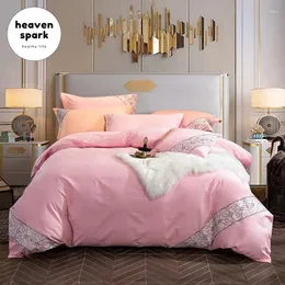 Sängkläder sätter 10 färger Italien 100 bomullsuppsättning broderier rosa marinblå täcke täckning 220x240 mjukaste sängkörning king size blad