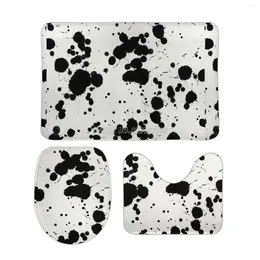 Banyo Paspasları Dalmatian Noktaları 3pcs Banyo Seti Anti -Slip Halı Tuvalet Halı Ev Dekoru Baskı Mat Sevimli Pat