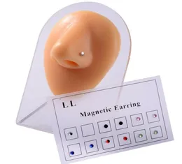 Stud 12pcscard magnet öron tragus lage läpp labret näsring falsk cheater icke genomborrade smycken magnetiska örhängen piercings4593400