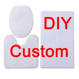 Bath Mats HX DIY Bathroom Mat Set 3D Graphics Toilet Seat Cover 3 Piece Rug Three-piece Drop