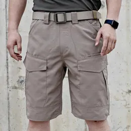 Shorts masculinos cintura elástica homem de verão cargo tático cargo tático calça calças de vários bolsos para multi-bocket pombo de praia ao ar livre