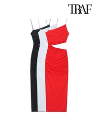 Traf Women Fashion con abito midi cavo over raccolto sexy cinghie sottili asimmetriche abiti femminile abiti mujer 240412