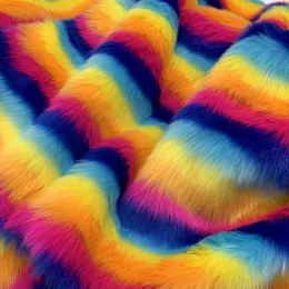 Animals Artificial Jacquard Rainbow Fur Plush Fabric Soft Imitation Faux Fur Fabric for Diy Coat Toys Blanket Shoes Homdecor 1x1.5m