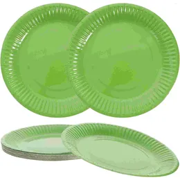 Copos descartáveis canudos 20 PCs Placa de papel Party Plate Decorativa Bandeja Verde para amigos de banquetes