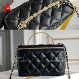 10A Ayna Kalitesi Lüks Makyaj Kutusu Zincir Çantalı 17cm Makyaj Çantası Tasarımcı Çantası, Kutu YC404 ile Ayna Crossbody Makyaj Çantası