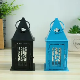 촛불 홀더 정원 단철 바람 램프 촛대 창조적 인 간단한 2 색 웨딩 홈 장식 장식 장신구