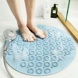 Bath Mats Round Anti-skid Rugs PVC Soft Shower Bathroom Massage Mat Suction Cup Non-slip Bathtub Large Size 55 55CM