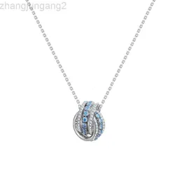 Projektant Swarovskis Biżuteria Shi Jia 1 1 Oryginalny szablon blokujący niebieski diamentowy transport Naszyjnik dla kobiet z pierwiastkiem kryształowy łańcuch obojczyka