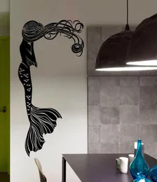 Adesivi da parete rimovibili da cartone animato della sirena per decorazioni per la casa in bagno per la casa in vinile decalcomanie da letto murales7131861