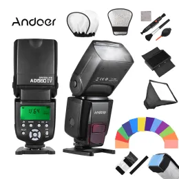 Konektörler Andoer AD560 IV 2.4G Kablosuz Evrensel Oncamera Köle Speedlite Flash Light Light GN50 LCD DSLR Kameralar için