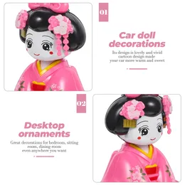 Solar Powered Bobble Heads Sitting Japanese Kokeshi Doll Figurines Car Dashboard Dancing Figures Asian Geisha Doll Shaking