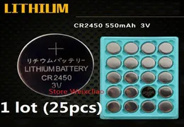 25pcs 1 Lot CR2450 3V Lithium Li Ion Taste Cell Batterie CR 2450 3 Volt Liion Coin Batteries Tray Package 4984494