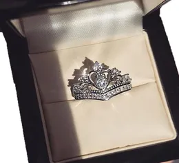Mousserande ins topp säljer vackra fina smycken 925 sterling silver krona ring vit topas cz diamant promise kvinnor bröllop brud ring6718897
