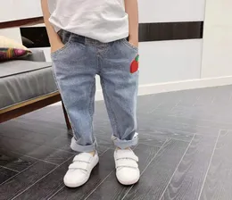 Blue Denim Pants For kids Girls Boys Waist Jeans 2021 Spring Toddler Solid Colors For Baby trousers tops3482645