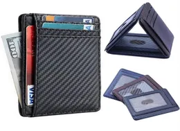 Slim Carbon Fiber Leather Mens plånbokskorthållare svart blå brun lyxdesigner pengar telefon mynt väska291o3321040