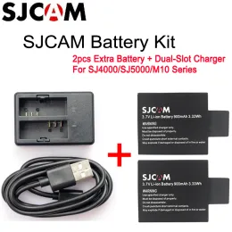 Cameras Original SJCAM SJ4000 Battery 900MAH وشاحن مزدوج متوافق مع SJCAM SJ4000 SJ5000 M10 كاميرات العمل