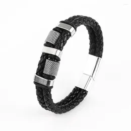 Bangle Trend Leather Multi-camada de camada magnética Fuckle Bineted Bracelet Charm Men's Hip Hop Punk Jewelry Acessório Presente