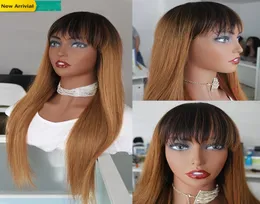 Blonde Ombre Human Hair Perücke mit Pony 1b30 Straight Malaysian Remy Glulose Perücken für schwarze Frauen, die nicht spitzen geflochten sind, long W6725330