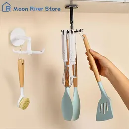 Kitchen Storage Multifunctional Hook Rotatable Upgrade Multifunction No Trace Non-marking Glue Solutions