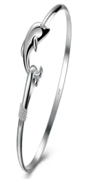 925 Silver 10 Piecelot Product Charm Classic Classic Dolphin Open Регулируемые браслеты Antique 925 Серебряные браслеты Bangles Women4013085