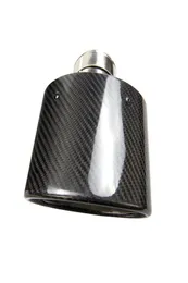 Universal oval sem logotipo carbono fiber carro preto tubo de exaustor silenciador de silenciador brilhante fibra de carbono preto borda encaracolada5251191