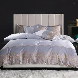 Bettwäsche -Sets Europäische Adlige Set Luxus Lace Edge Prinzessin Bettdecke Kissenbezüge flacher Bettwäsche Baumwolle 1,5 m 1,8 m 2,0 m Bett