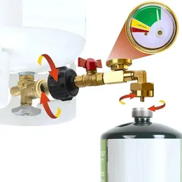 Conector de tanque de gás Propano Acessório de enchimento de explosão Adaptador de recarga de latão com medidor para externo 240412
