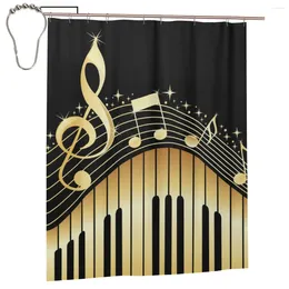 Duş perdeleri bling müzik nota piyano baskılı perde için fatorroon banyo seti ile demir kancalar ev dekor hediyesi 60x72in