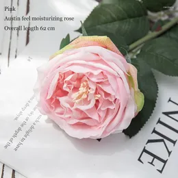 Dekorativa blommor 4st fuktgivande Big Austin Rose Real Touch Artificial Wedding Bride Bouquet Fake Home Decor Party Layout
