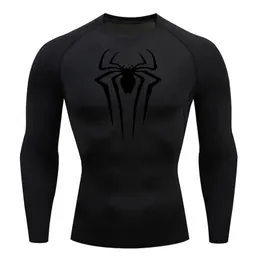 압축 셔츠 남성 티셔츠 긴 슬리브 검은 색 탑 피트니스 선 스크린 두 번째 피부 빠른 건조한 통기성 캐주얼 긴 티셔츠 4xl 240412