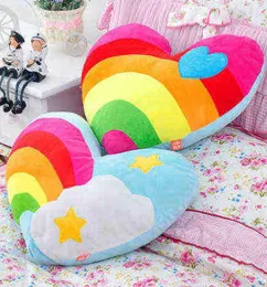 Rainbow Amorevole cuore Coppia a forma di cuore Coppia a forma di soffice cuscino morbido cuscino pluhe