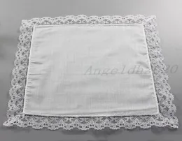 Farmettilo sottile in pizzo bianco da 25 cm 100 Woman Cotton Woman Regalo per la festa Decorazione della festa Mezzi da tovagliolo fai -da -te Fazzo Blank Blank1617441