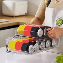 Kitchen Storage Organization Rolling Beverage Storing Box Innovative Large Capacity Beers Bottle Store Case For Refrigerator Accessories