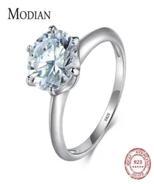 3ct modian 2021 925 Sterling Silver Ring Clear Seis Garra Claw Cubic Zirconia Fashion Wedding Engagement Jóias clássicas para Women2601873