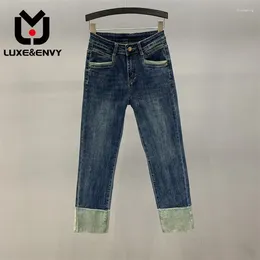 Women's Jeans LUXE&ENVY Korean Washed Straight Leg Women High Waisted Man Point Pipe 2024 Autumn