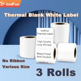 CARTA INCIFUN 3ROLLS White Blank Etichetta Adesivo Multifunzionale impermeabile graffio Resistente per identificare il prodotto